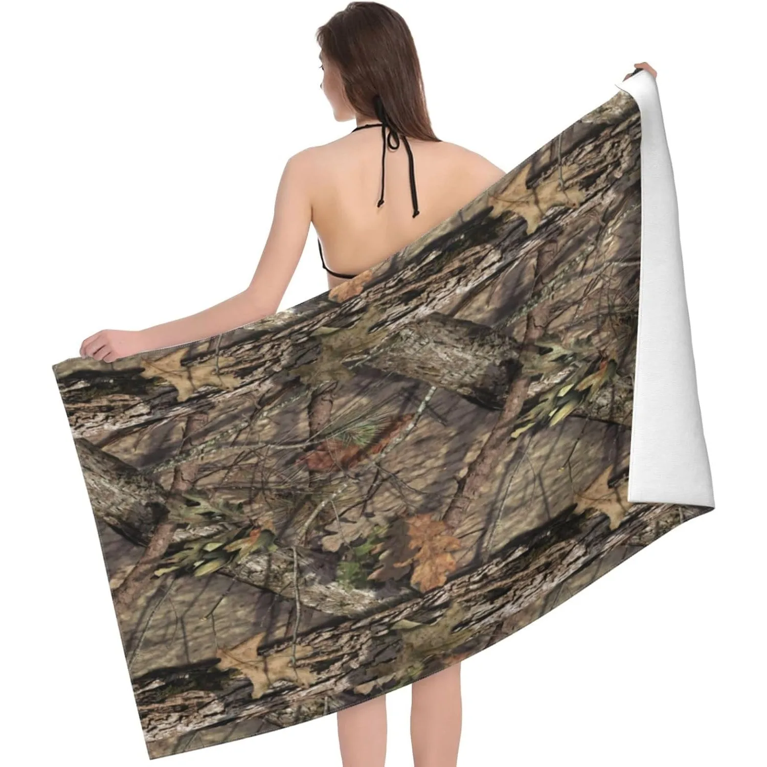 Camo Camouflage Forest Hunting Beach Towel Large Soft Absorbent Microfiber Quick Dry Oversized Bath Towels for Bathroom Women