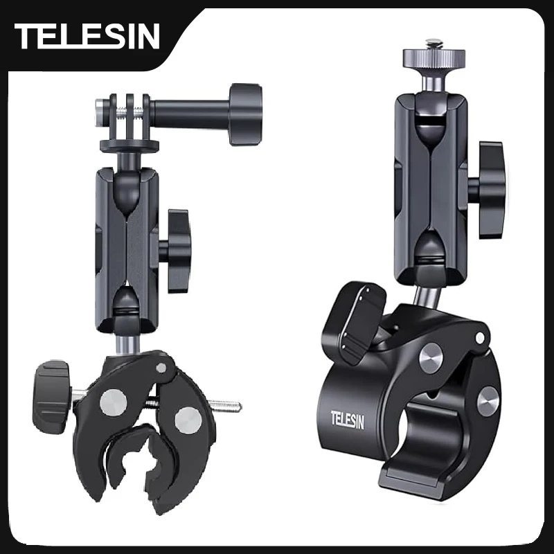 TELESIN caméra pince montage vélo moto guidon en alliage d'aluminium Super pince support pince pour caméra GoPro DJI OSMO Insta360