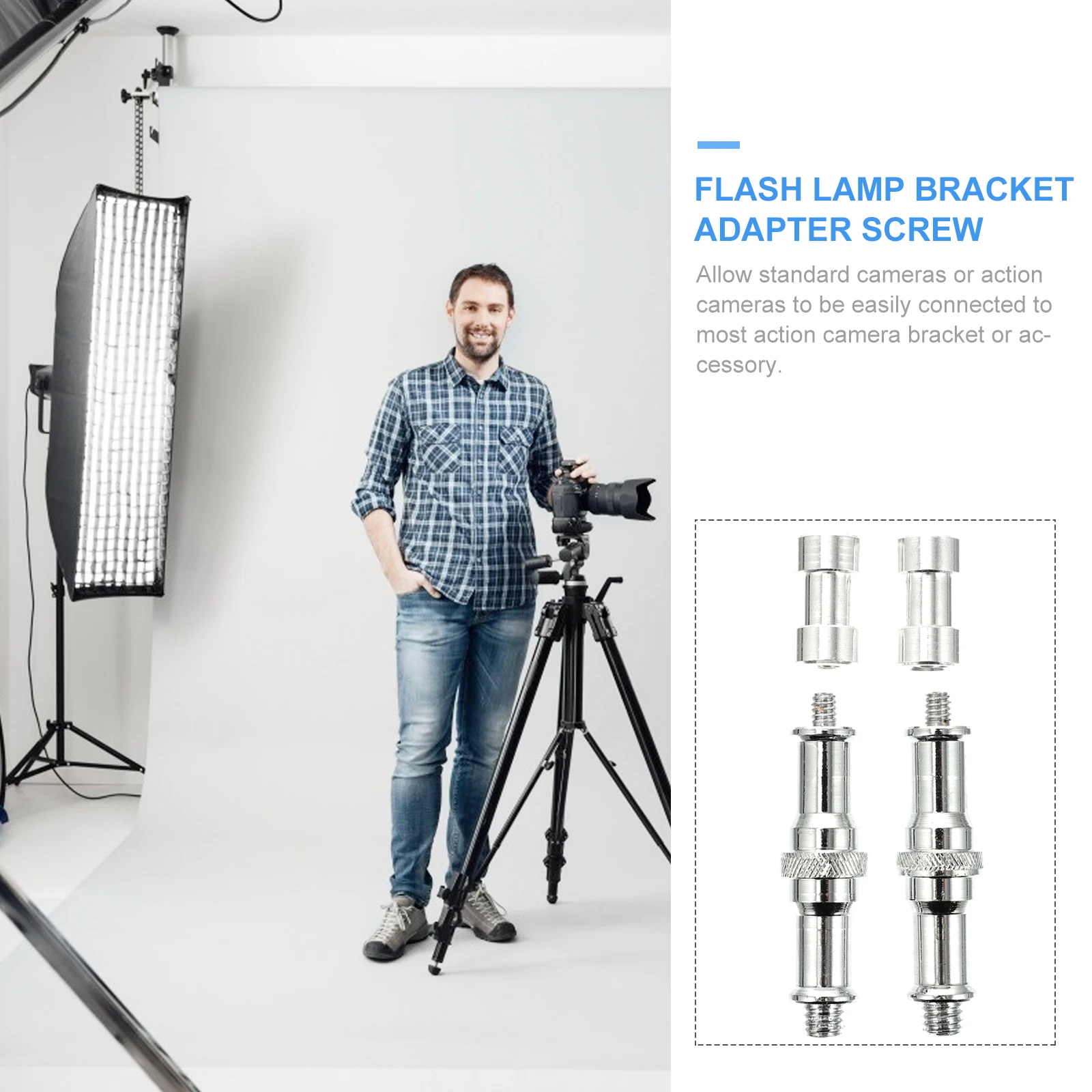 

2Sets Flash Light Stand Adapter Screw Aluminum Alloy Durable Sturdy Convertor for Camera Tripod Bracket Accessories