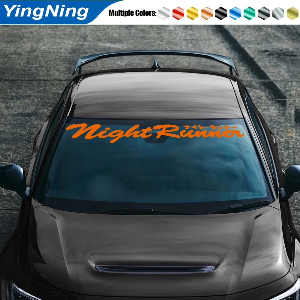 Japanese JDM Night Runner Car Sticker Kanji Vinyl Windshield Decal Waterproof Reflective Auto Window Banner Styling Accs