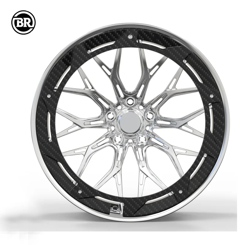 Borui Custom 2-Piece 18-26 Inch Racing Car Wheels Deep Dish Forged 5*130 Rims With Polished Lip