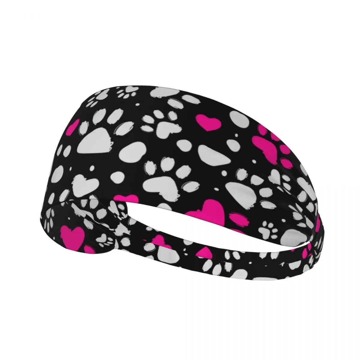 Custom Animal Footprint Dog Paw Prints Sports Headband for Exercise Non Slip Stretchy Moisture Wicking Sweatband Women Men