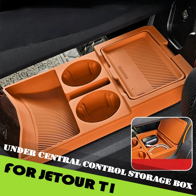 

Car Center Console Storage Box Fit for Jetour Shanhai T1 2024 2025 Double-layer Storage Box Silicone Modified Car Accessories