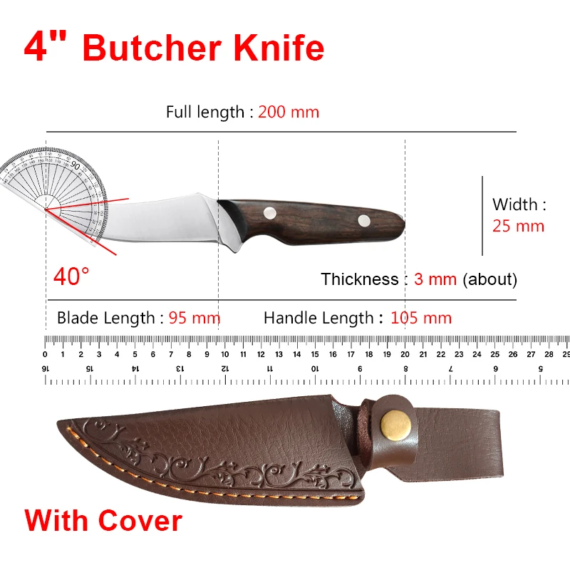 Boning Knife Kitchen Knives Hand Forged Blade Wood Handle Slicing Fish Fruit Meat Chef Pocket Knife Utility Slicing Cleaver Tool