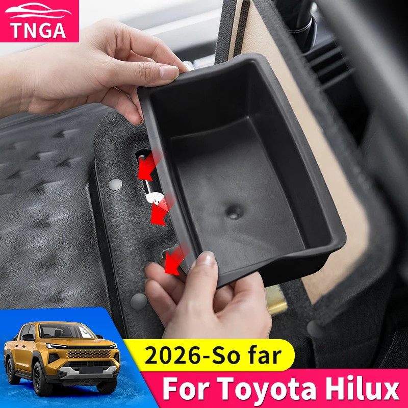 

For 2026 Toyota Hilux WorkMate SR SR5 Rugged X Under Rear Seat Storage Silicone Pad Non Slip Dustproof Car Interior Accessories