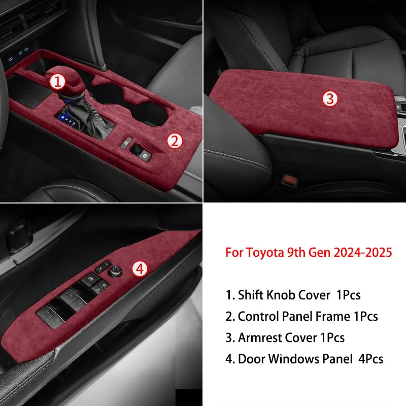 Suède lederen overlays auto-accessoires auto schakelpookhoes auto-interieurbekleding voor Toyota CAMRY 9e generatie 2024 2025