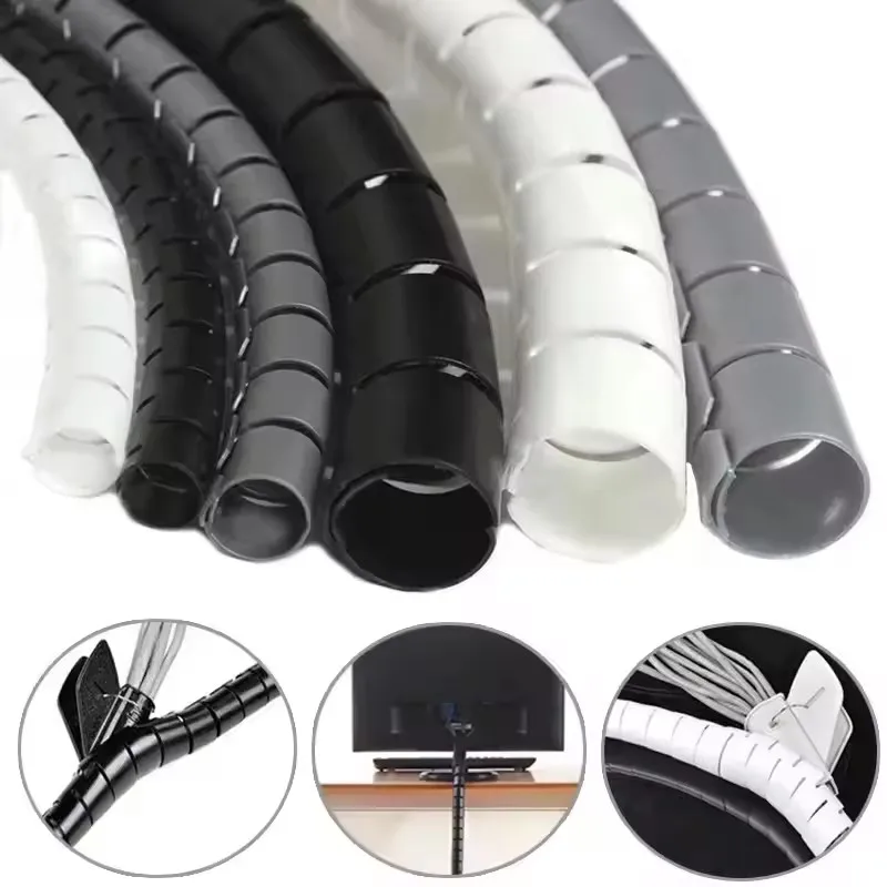 1/3pcs 2M 10/16mm Flexible Spiral Cable Protector Wire  Computer Cord Protective Tube Organization Management Protector Sleeve