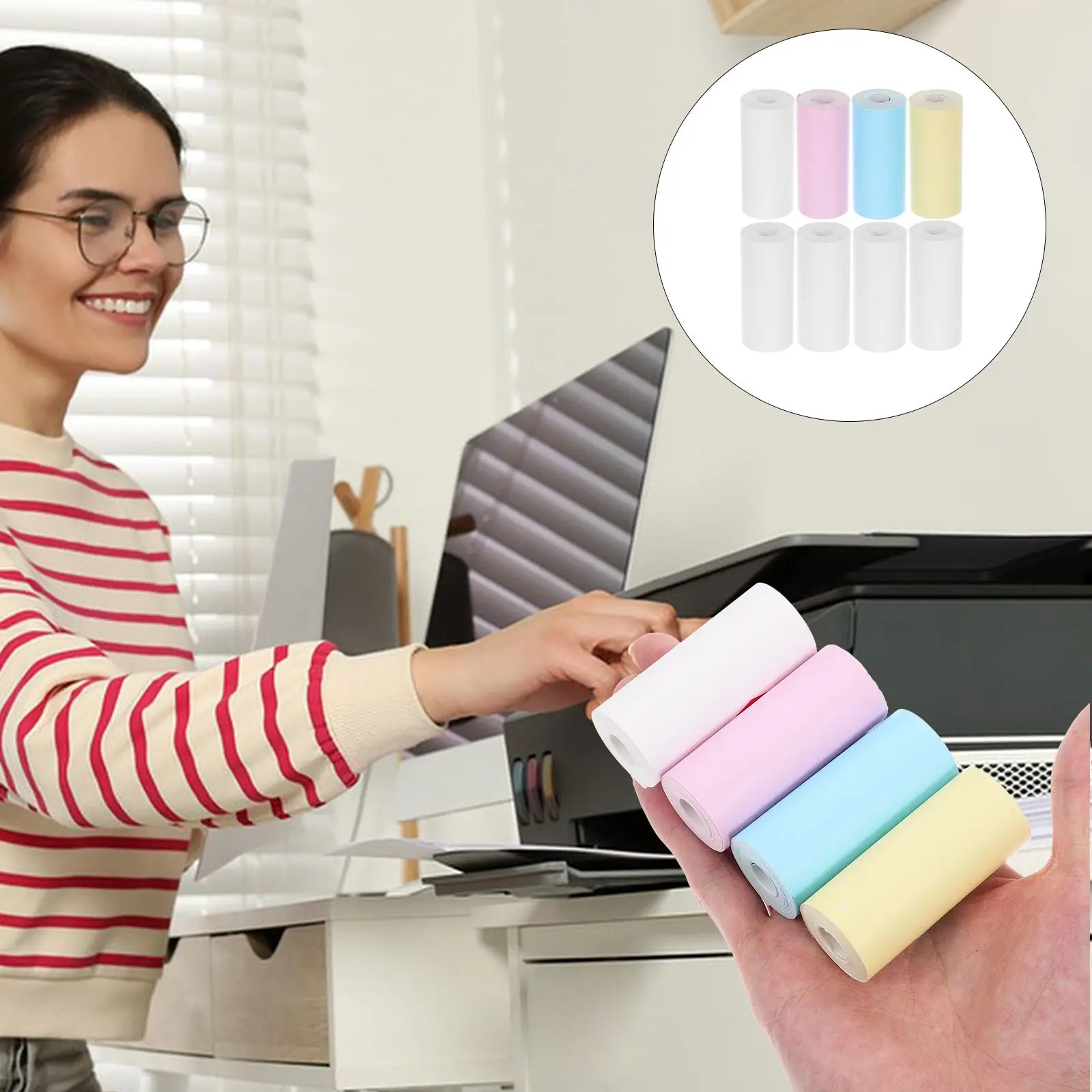 18 Rolls Mini Printer Thermal Paper Compatible Kids Cameras Smooth Surface Precise Cutting Photo Text Printing Sticker