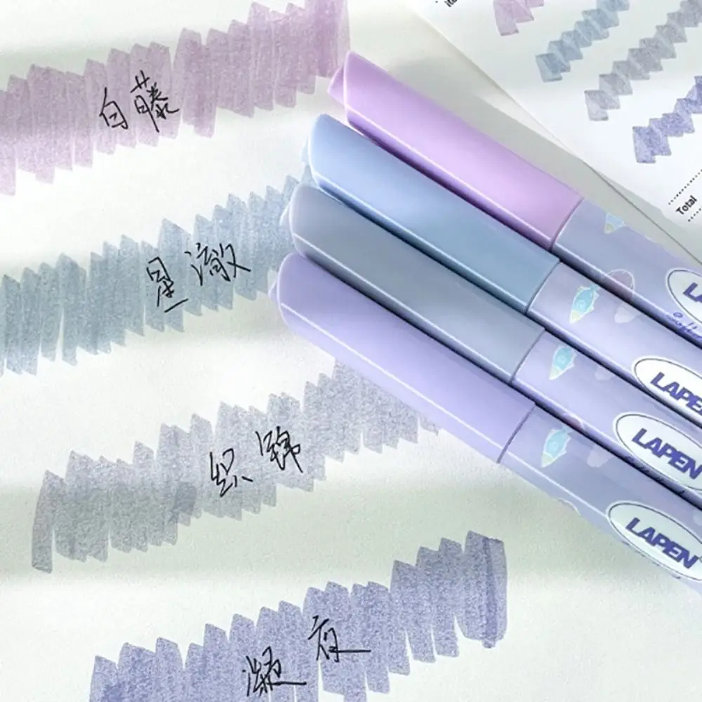 4pcs Simple Soft Head Highlighter Eye Protection Kawaii Stationery Fluorescent Pen Pastel Color Art Painting Pen School Office