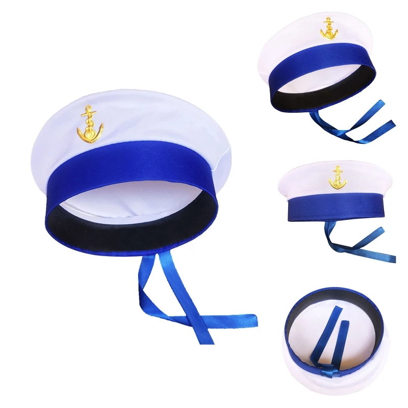 Sailor Hat Yacht Captain Hat Navy Marine Hat Adjustable Sailor Captain Costume Men Boat Navy Hat for Adult Kid Men Women