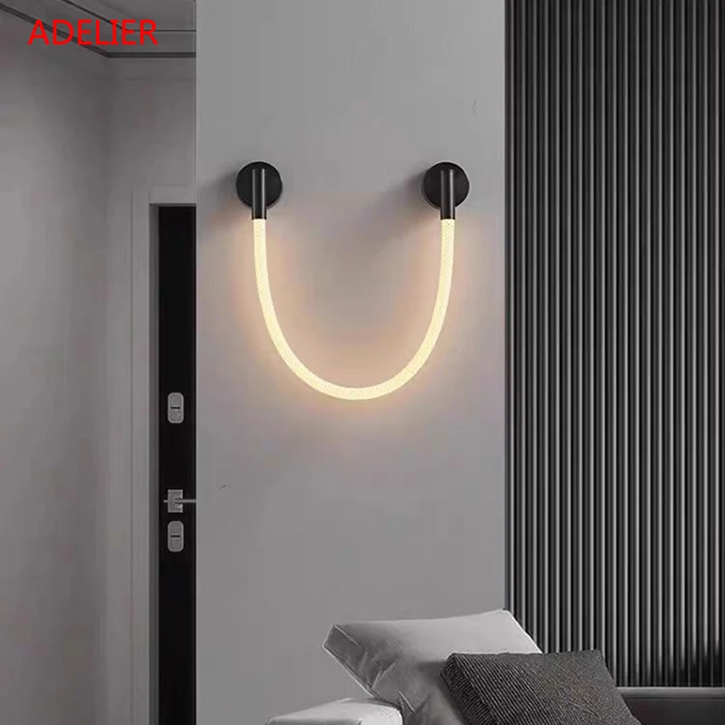 luminaria artistica macia e variada tubo de silicone led lampada de parede moderno minimalista sala de estar quarto candeeiro 01