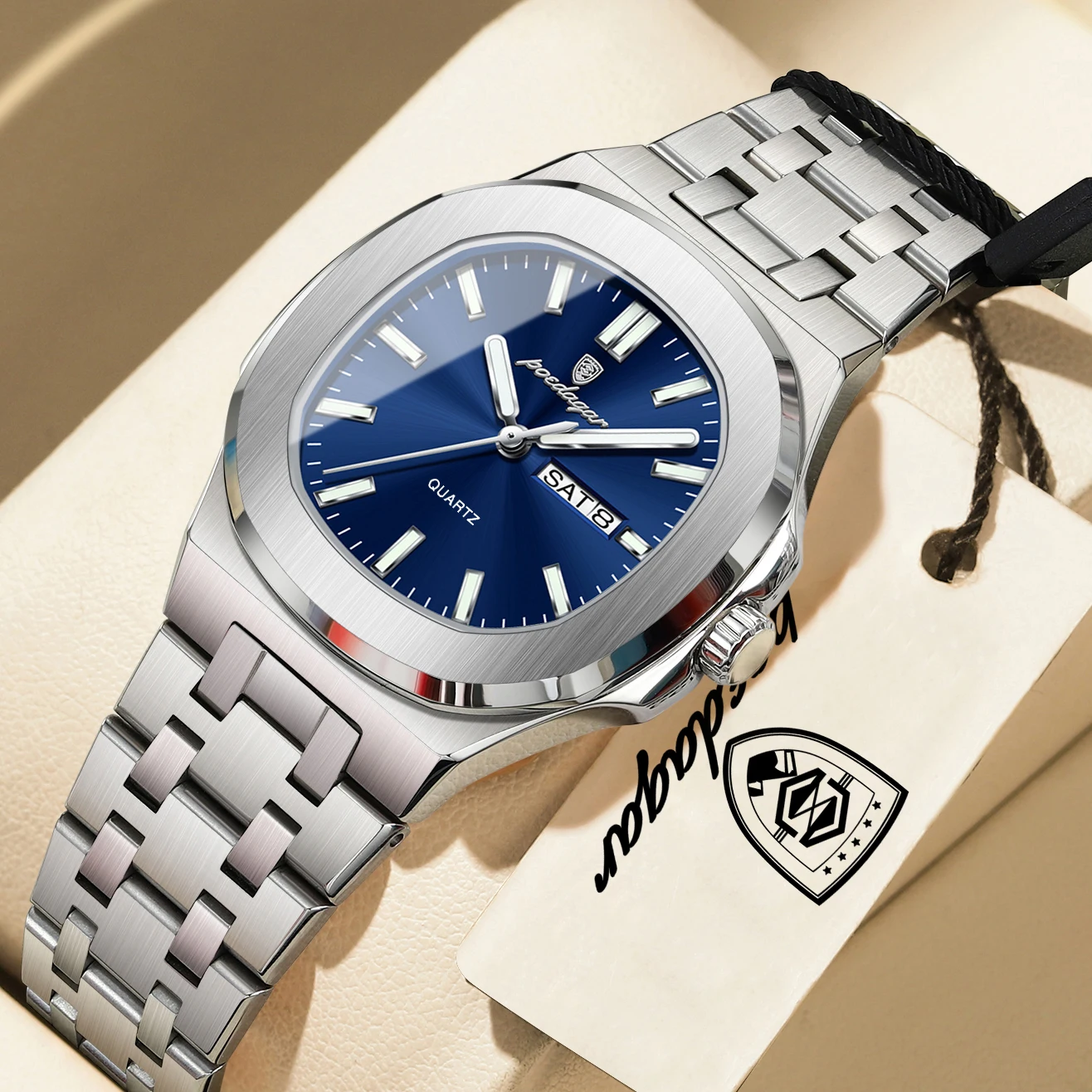 POEDAGAR Exquisite Square Woman Watch Date Week Original Waterproof Luminous Ladies Watch Stainless Steel Quartz Women's Watches view 2