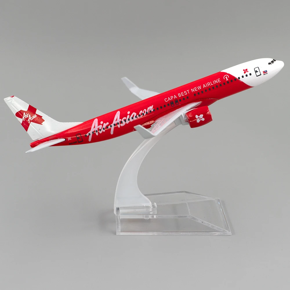 1/400 Scale Alloy Aircraft Boeing 737 Air Asia 16cm B737 Alloy Plane Model Toys Children Kids Gift for Collection