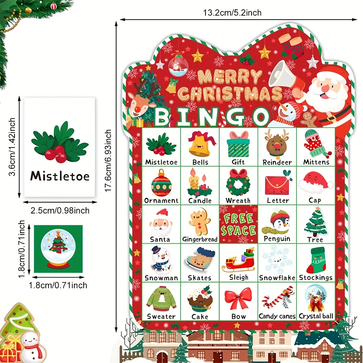 33 قطعة من بطاقات ألعاب بينجو لعيد الميلاد تتسع لـ 24 لاعبًا - تصميم عطلة احتفالي مع رجل الثلج ورجال خبز الزنجبيل ومشاهد الشتاء