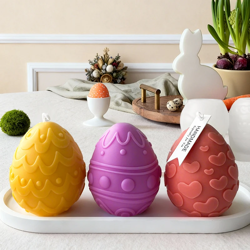 3D jajko wielkanocne świeca silikonowe formy DIY świeca aromaterapeutyczna gipsowe ozdoby z żywicy geometryczne jajka formy dekoracje wielkanocne rzemiosło — zdjęcie 3