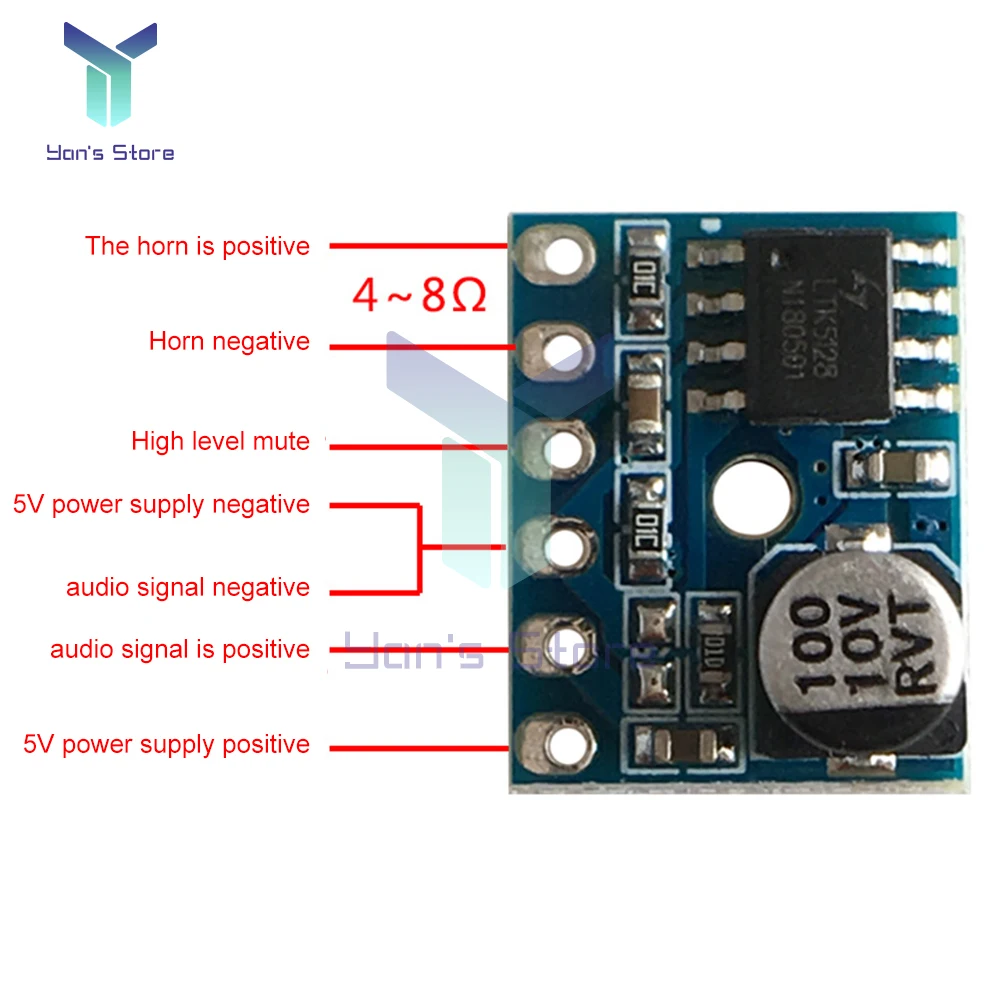 1/5Pcs 5128 Amplifier Board 3-5W Mini Class D Digital Amplifier Board Mono Audio Module Low Distortion DC2.5-5.5V Above 1A