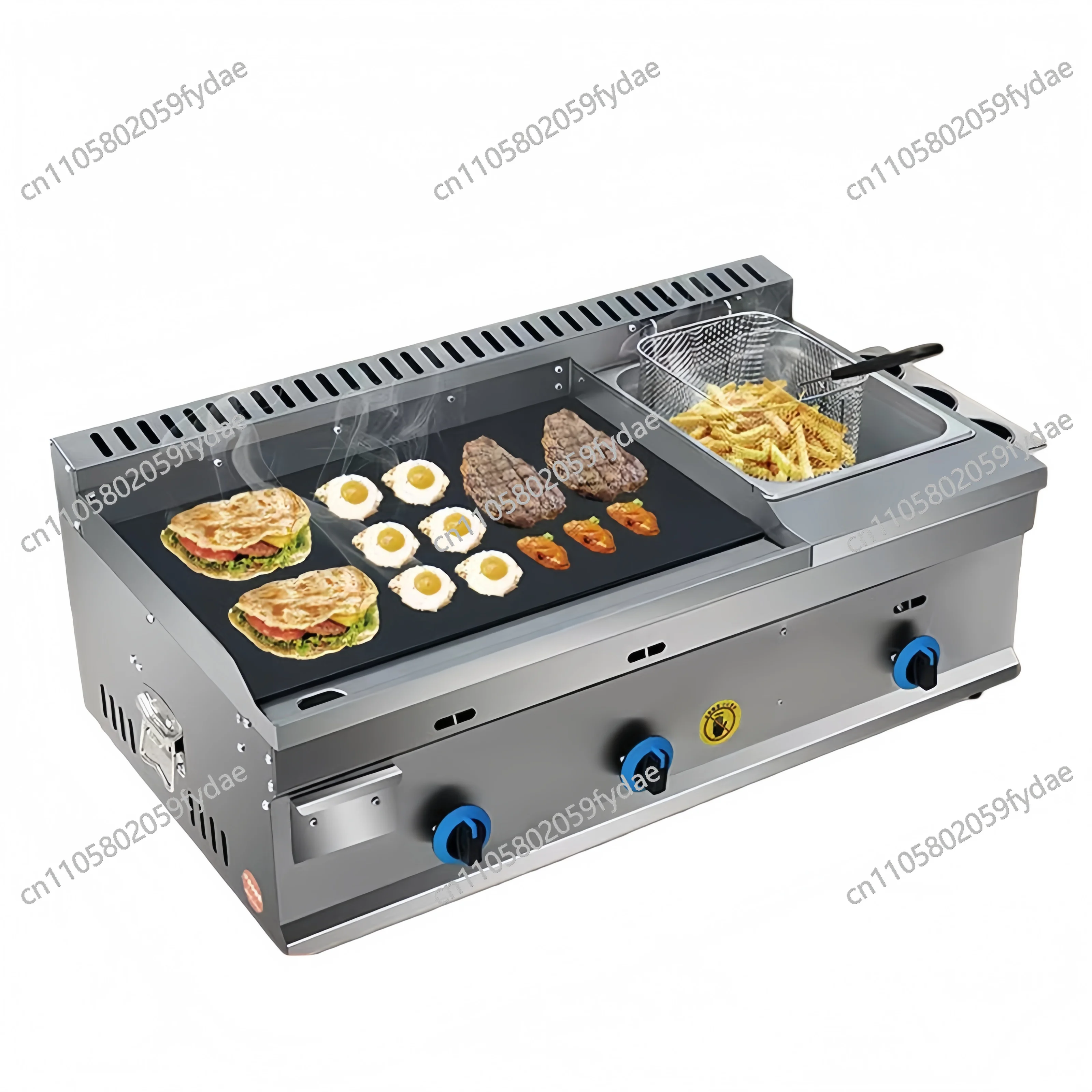 High-quality commercial flat-top gas frying pan, three-in-one frying function, factory direct sales, customizable