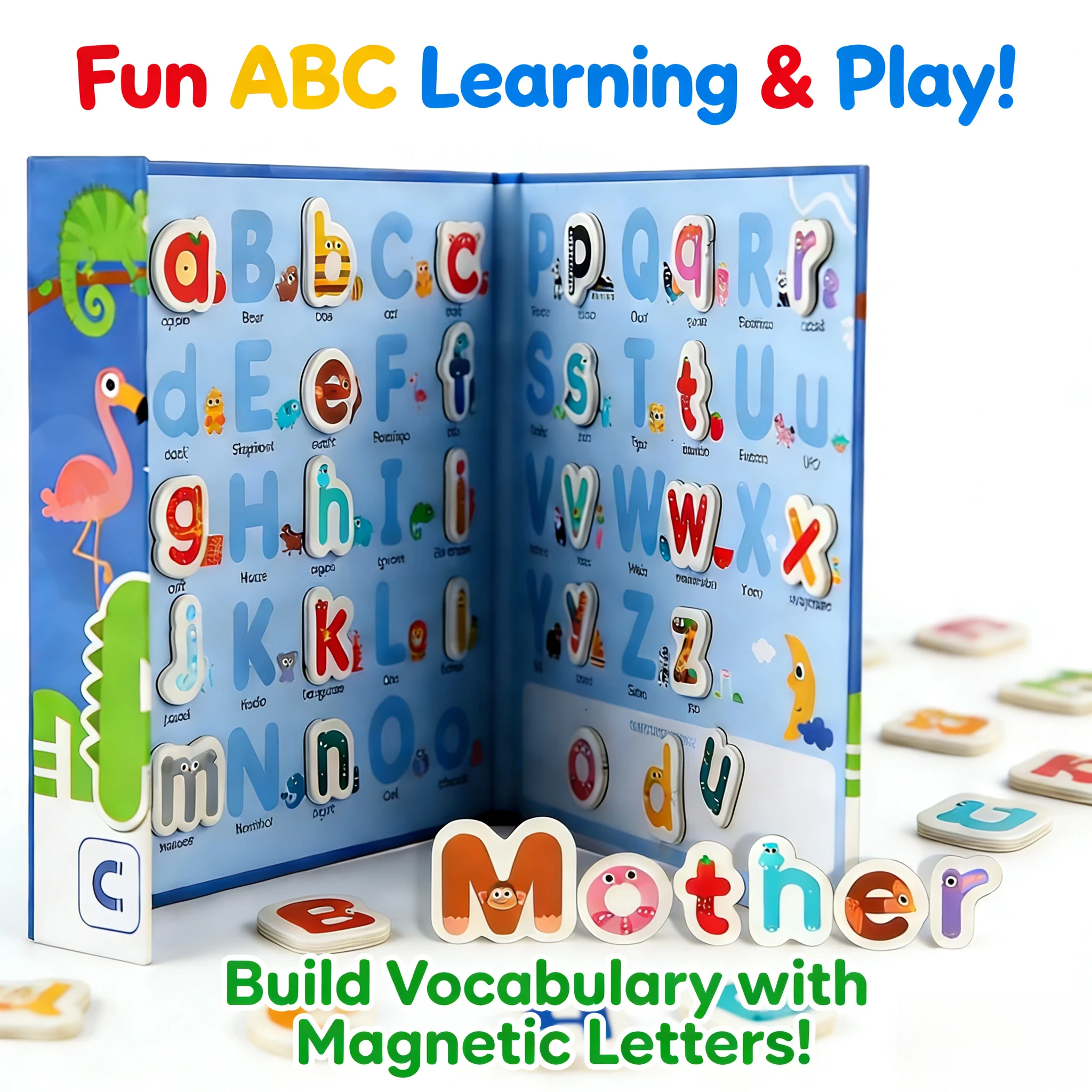 

Развивающая книга Монтессори с магнитными буквами на английском языке, карточки для сопоставления, головоломки, игры на составление слов, развивающие игрушки для детей, подарки