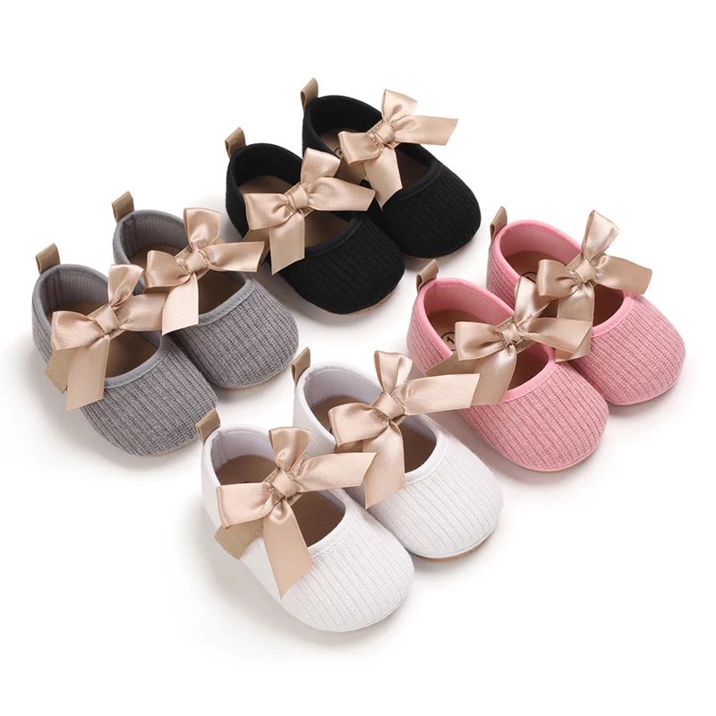 Girls cute bow princess shoes 0-18M baby shoes casual First Walker soft rubber sole non-slip toddler shoes