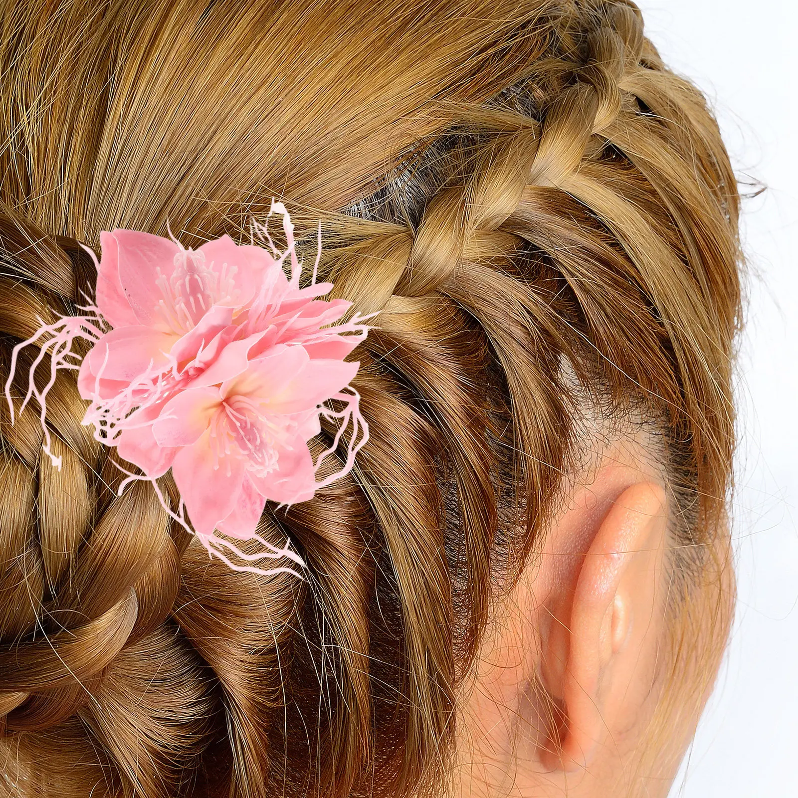 2Pcs Hawaiian Flower Hair Clips Tropical Floral Hairpin Barrette for Women Secure Grip Scene Styling Hair Accessories