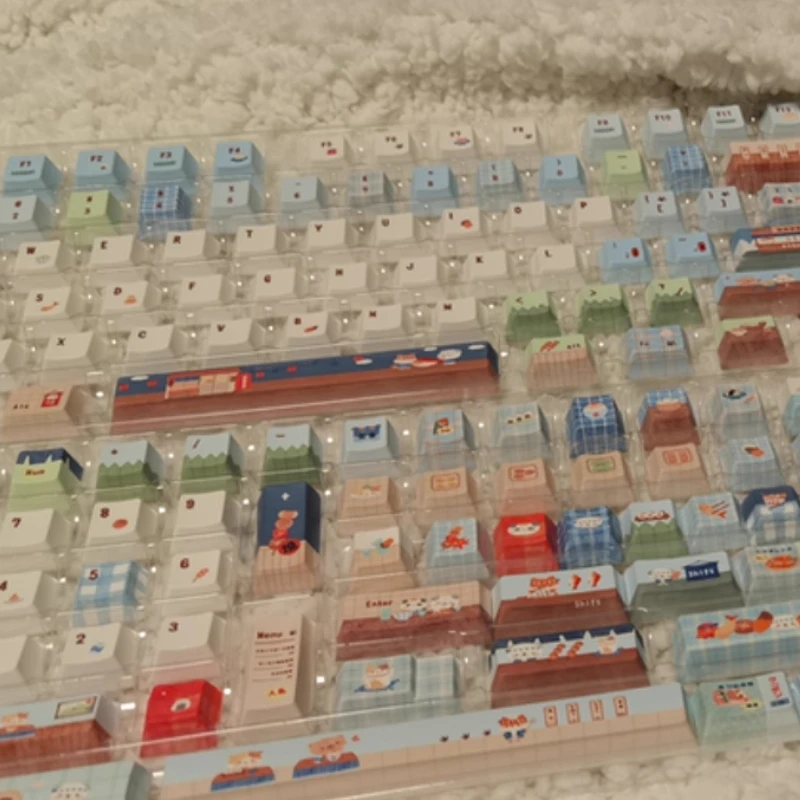 

Little Fox Keycaps Custom PBT Cherry/FOA Profile Key Cap Sublimation Cartoon Cute Point KeyCap Gifts for Girls Couples Friends