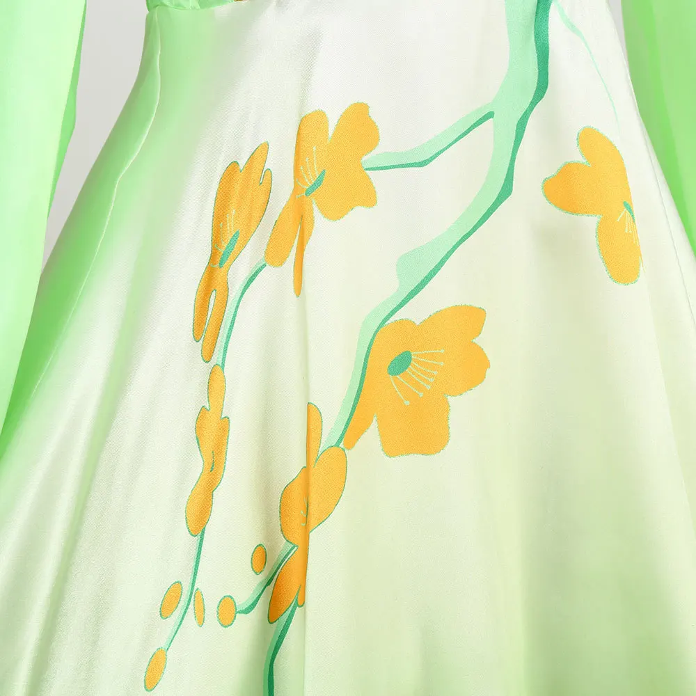 Traditionelles chinesisches Hanfu-Kleid für Mädchen, langärmelig, mit Blumenmuster, im Stil eines alten Prinzessinnenkostüms, für Kinder, Halloween, Karneval, Party-Outfit. – Detail 12