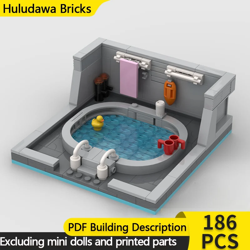 لعبة شعبية نموذج MOC قوالب بناء غرفة الاستحمام حوض الاستحمام وحدات التكنولوجيا الأطفال هدايا العيد تجميع اللعب البدلة