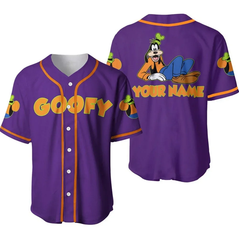 Disney-Maillot de baseball Goofy Minnie, haut imprimé personnalisé, haut simple à col rond, série Disney, tureMouse