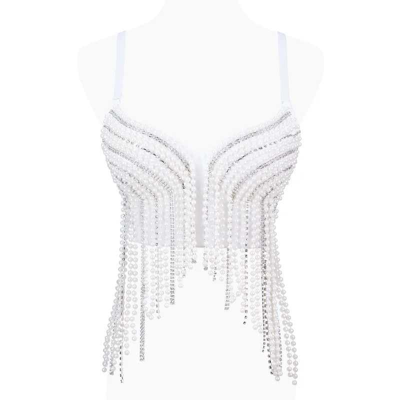 

Fishbone Bra Heavy Industry Beaded Fringed Suspender Top Spice Girl Style Diamond Vest