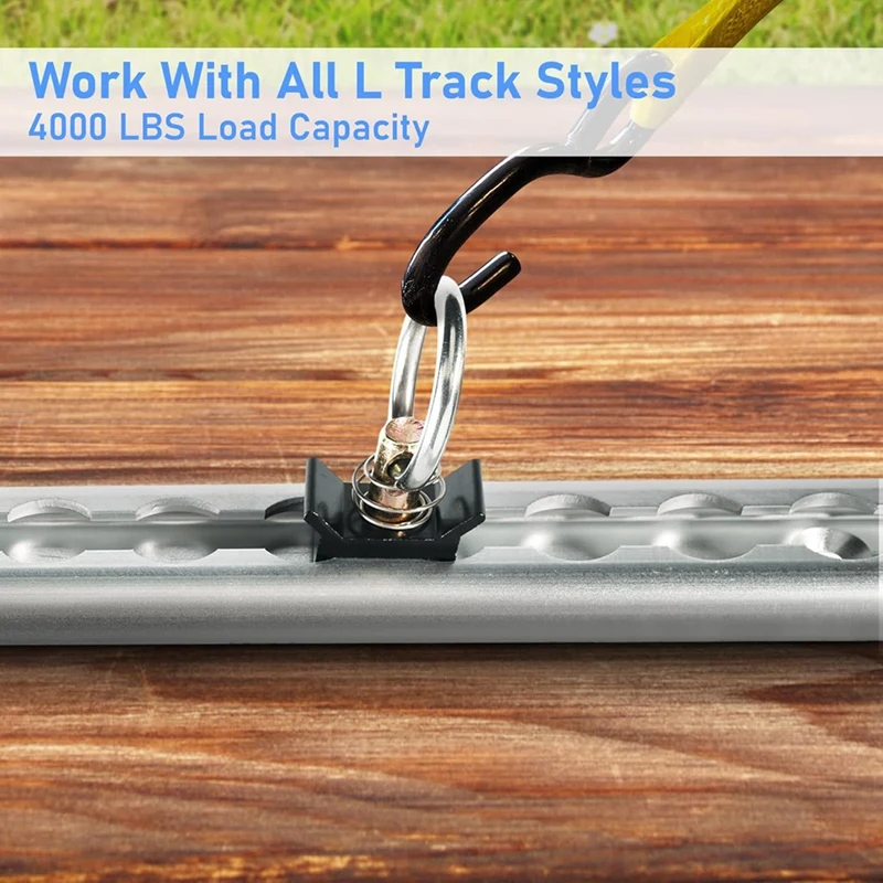 Pig-12 Pak L Aksesori jalur Tie Down O Ring L Aksesori jalur hitam L jalur kancing tunggal pas dengan cincin bulat, kapasitas 4000LBS