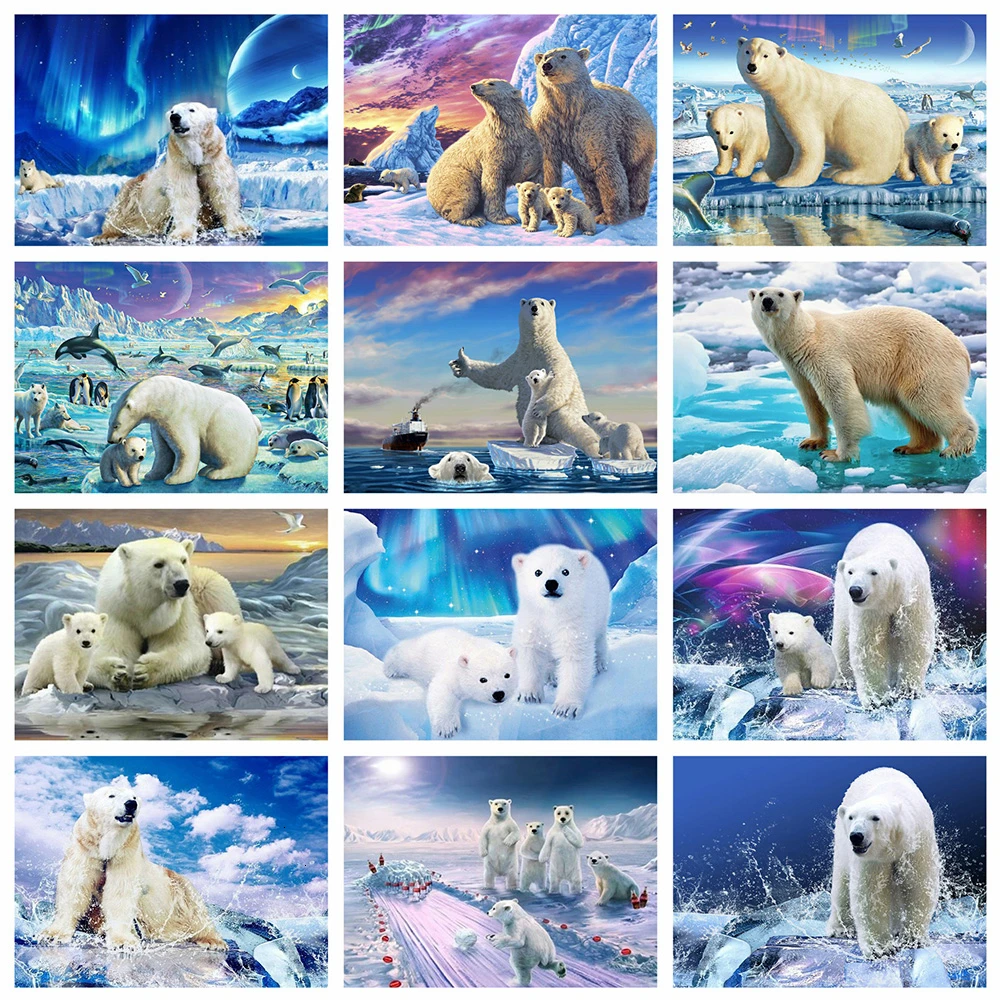 5D Diy Diamond Painting Polar Bear Full Rhinestones Embroidery Mosaic Art Cross Stitch Kits Home Decor New Arrivals 2023