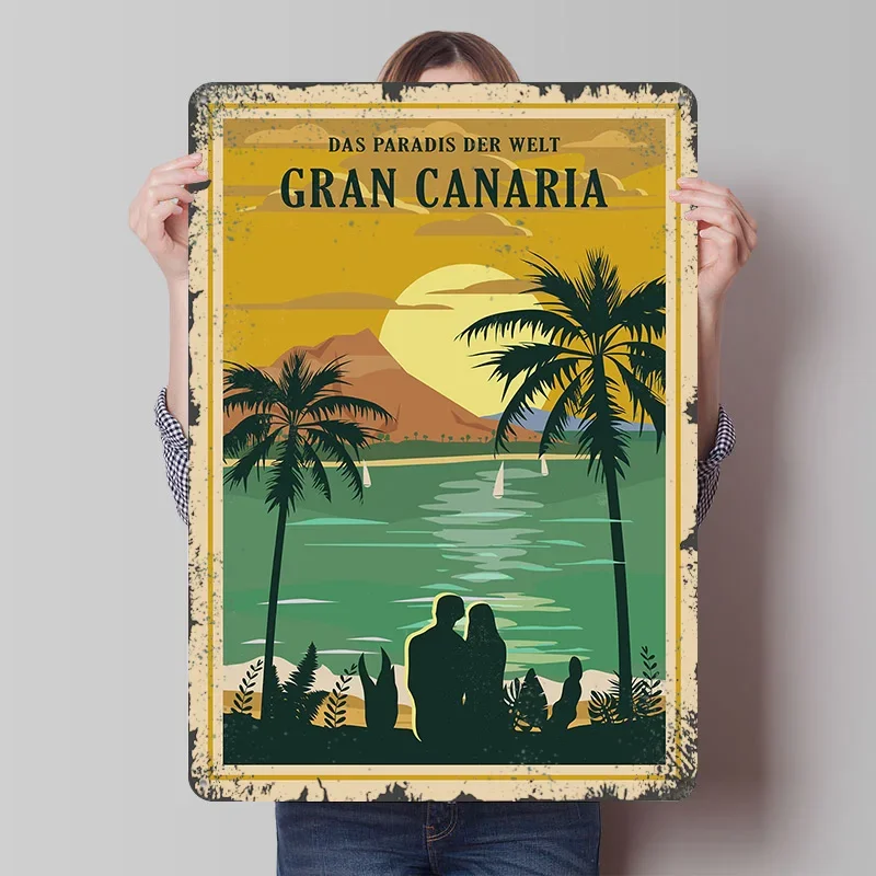 Gran Canaria Travel Tin Plaque Poster Customized Wall Art Retro Vintage Metal Signs for Man Cave Room Ornaments Gamer Decoration