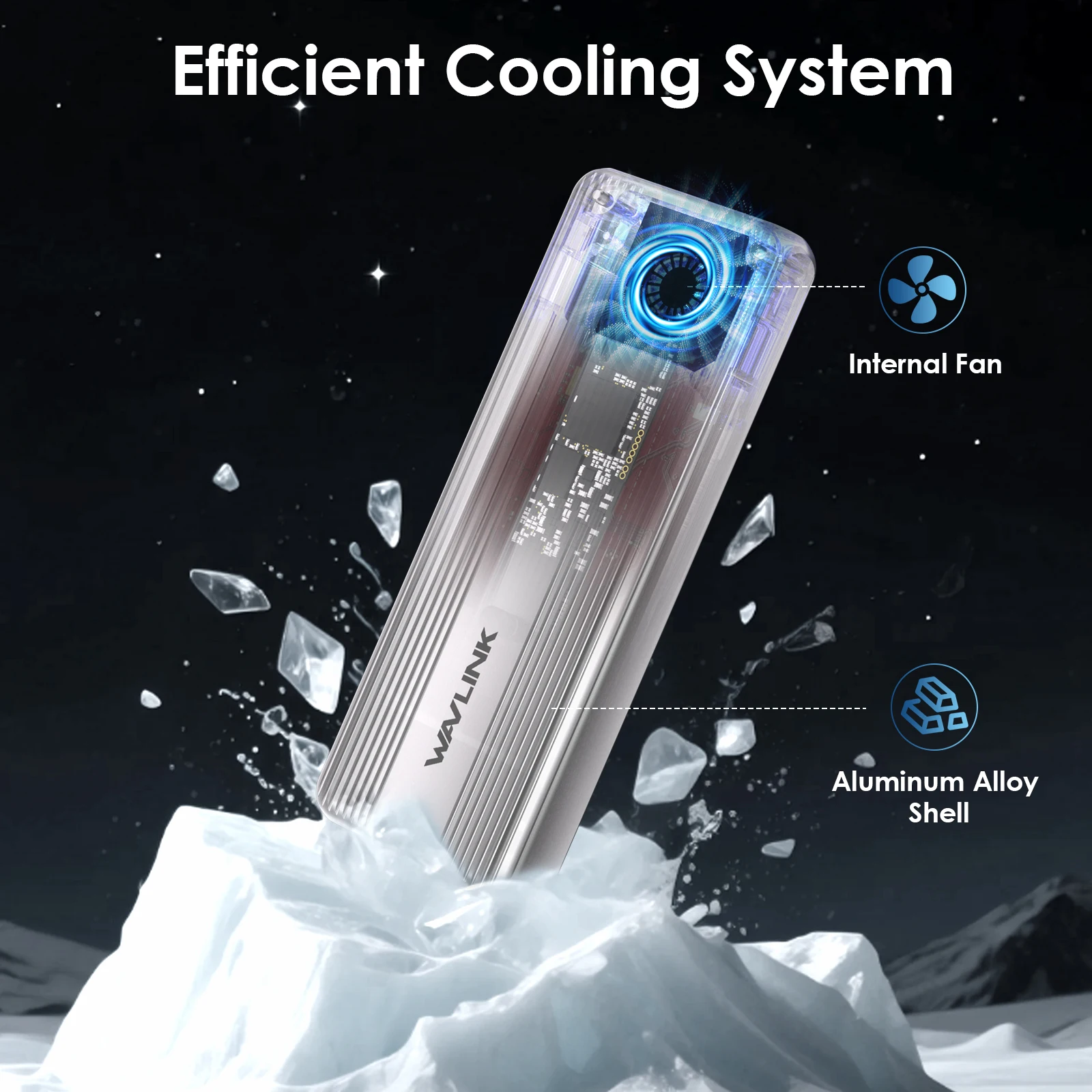 WAVLINK 80Gbps USB4 V2 PCle Gen4 NVMe SSD Enclosure JHL9480 Bertenaga 6000+MB/s Baca & 5000+MB/s Tulis Kompatibel dengan TB4/5