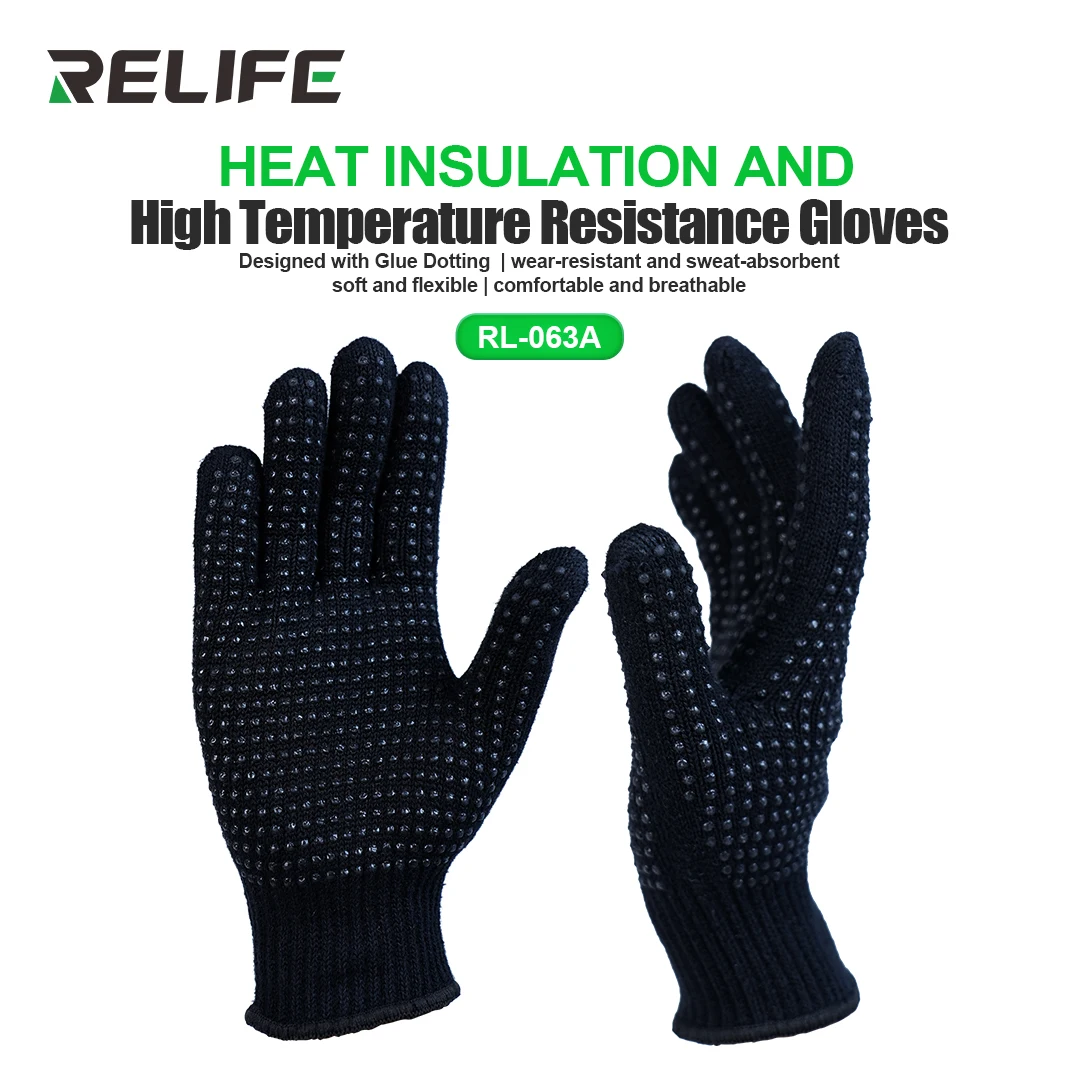 RELIFE RL-063A Insulated and Heat-resistant Gloves Antiskid ESD Electronic Working Coated Finger Protection Gloves