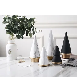 Nordic Geometric Black White Christmas Tree Minimalism Ceramic Decoration Home Living Room Craft Ornament Decor