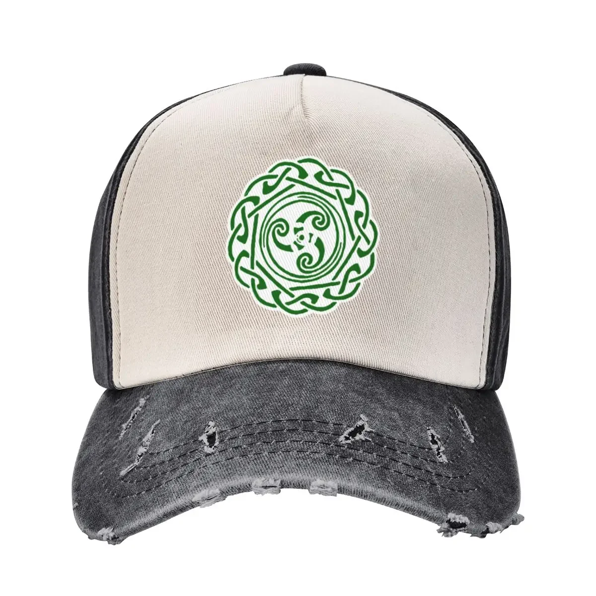 

White Green Celtic Knot Druid Pagan Gaelic Irish Scottish Symbol Baseball Cap Military Cap Man Beach Mens Hats Women's