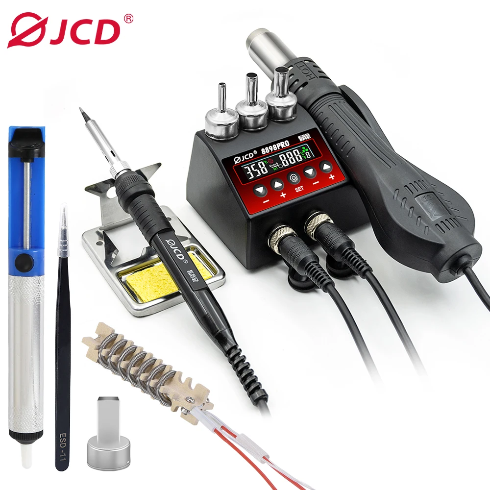 

JCD 8898 2-in-1 750W hot air gun LCD display mobile phone welding rework station repair soldering iron hair dryer 8898pro-5TK