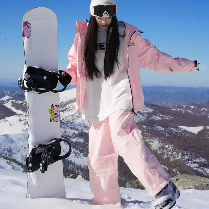 

Ski Clothes Pants Weighing 240 Pounds Plus Size Velcro Men's and Women's Warm Ski Suit Set in Black