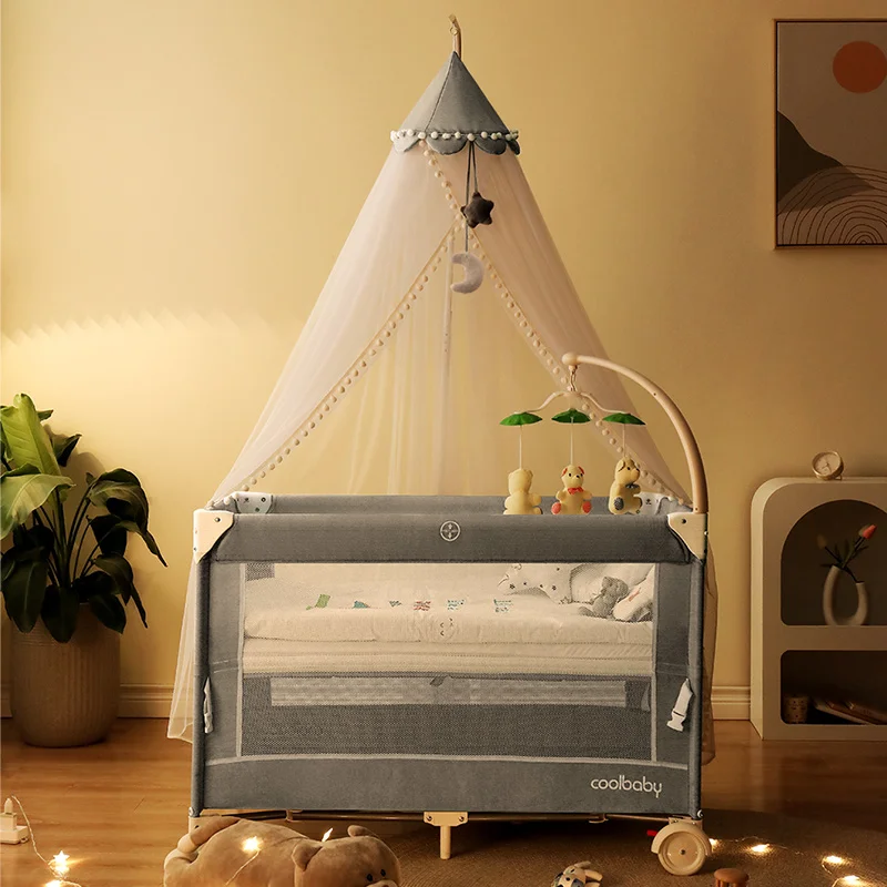 Crib Mosquito Net with Bracket, Portable Baby Bed Can Liftable Children's Universal Blackout Princess Baby Mosquito Netting