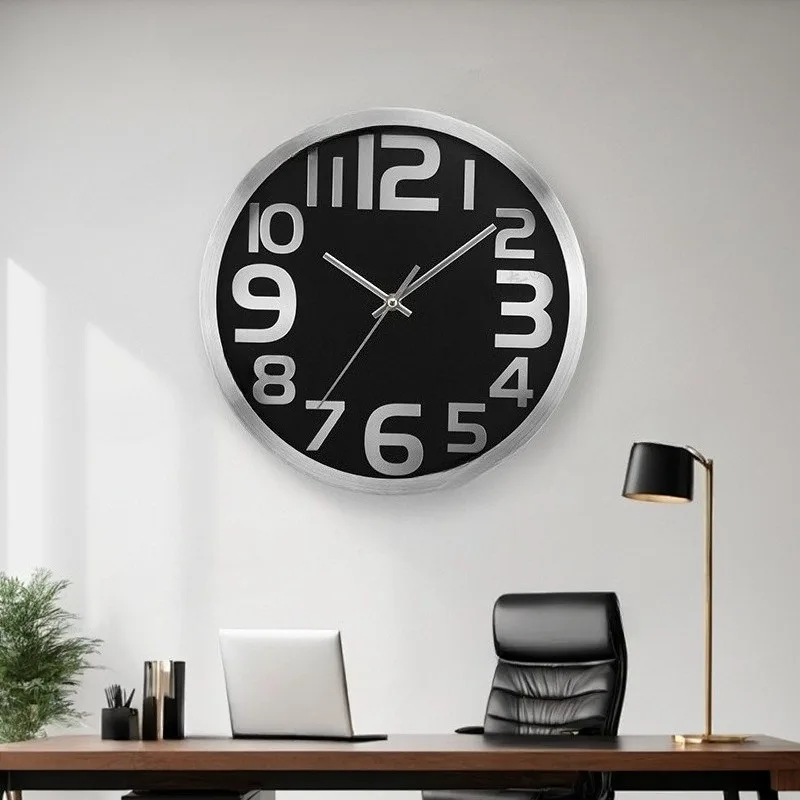 

Minimalist Modern Wall Clocks Living Room Minimalist Numbers Round Metal Frame Silent Wall Clocks Bedroom Office Home Decoration