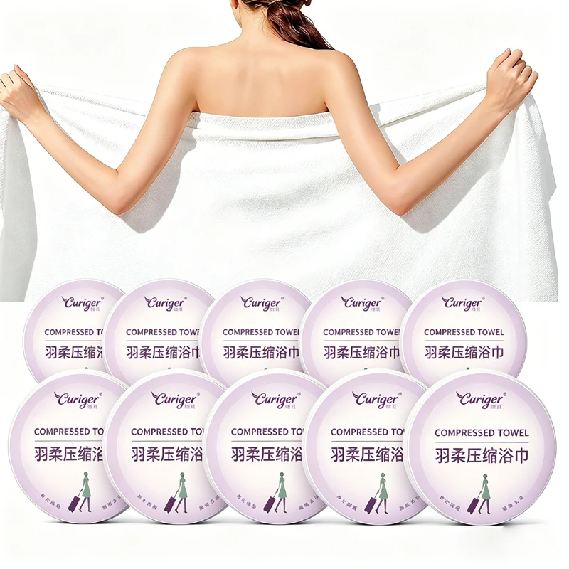 CURIGER Premium Compressed Towel Tablets,Large Bath Towel for Travel Hotel Camping Mountaineering Sports Swimming Vacation 10pcs