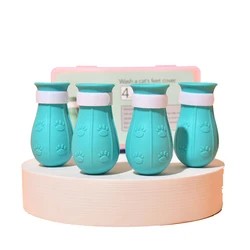 4 Pcs Anti-scratch Boots Cat Foot Cover Multifunctional Adjustable Prickly Anti-off Silicone Cat Paw Protector Shoes For Bathing