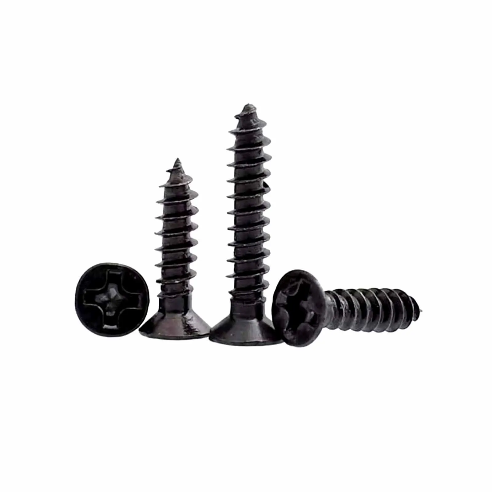 50/200 Stück KA M1 M1,2 1,4 1,7 2 M2,3 2,6 M3 M3,5 M4 schwarze Mini-Kleinkreuz-Phillips-Flachsenkkopf-selbstschneidende Holzschraube – Detail 3