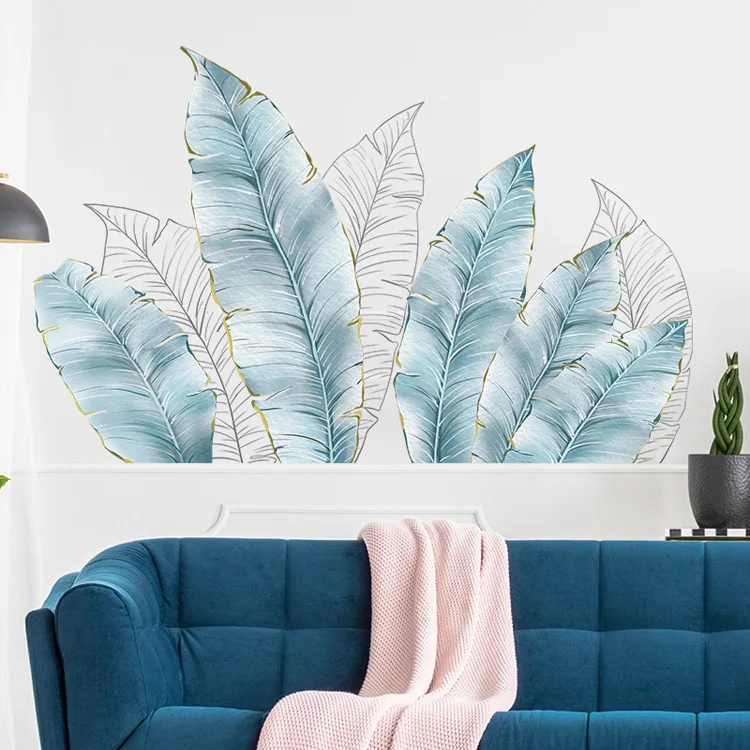 Kreative Pflanzen-Blatt-Wandaufkleber für Wohnzimmer, Sofa, Hintergrund, Heimdekoration, Wandbild, Schlafzimmer, Verschönerung, selbstklebende Tapete – Detail 3