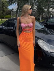 Kryptographische Elegante Sexy Off Schulter Ärmellose Wrap Maxi Kleid für Frauen Mode Urlaub Twist Cut Out Kleid Kleid Kleidung
