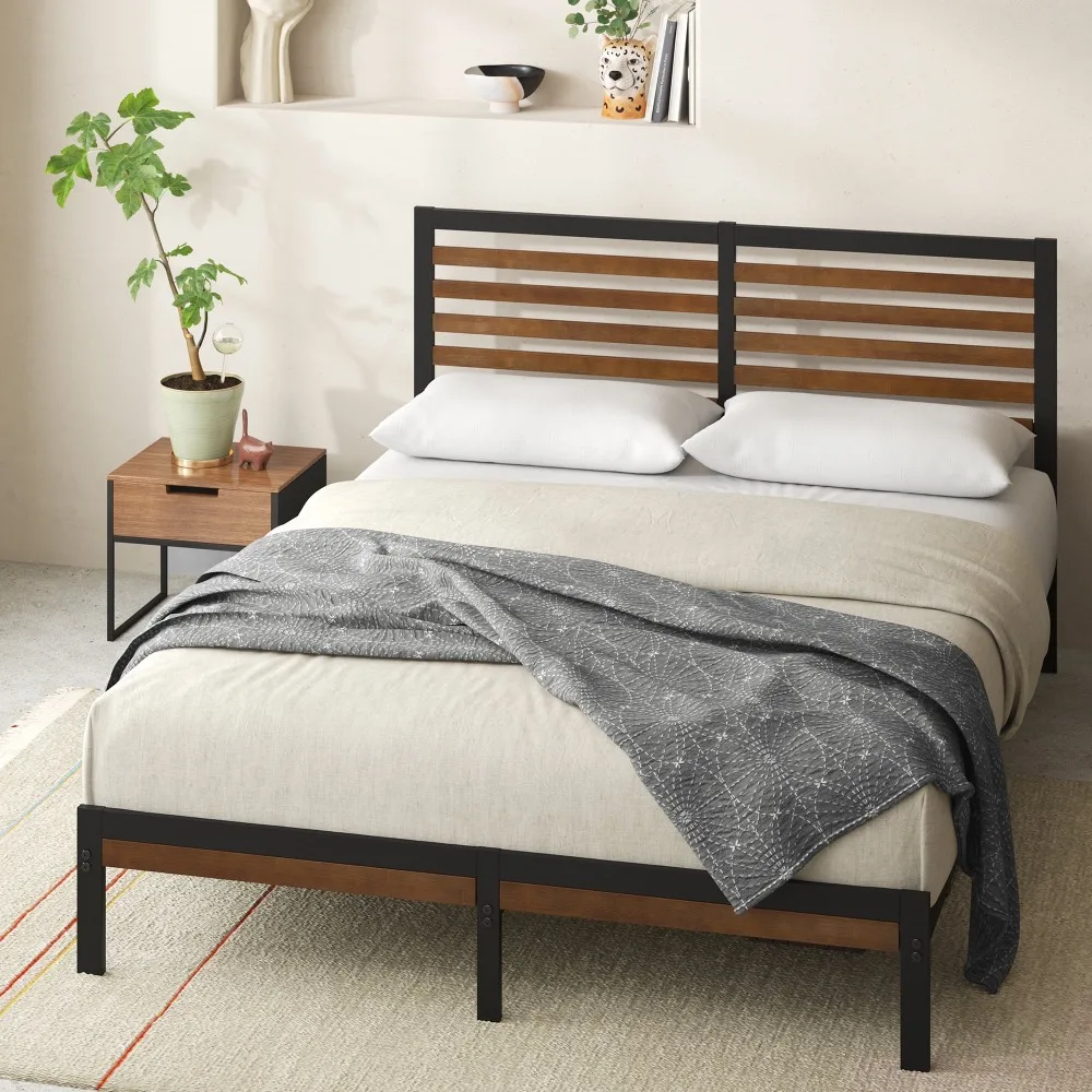 

35" Kai Bamboo and Metal Platform Bed Frame, Queen