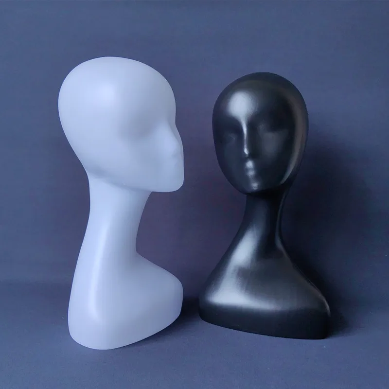 A 45cm Plastic PVC Black White Women\'s Abstract Head Mannequin Modern Fashion Female Head Model Wig Jewelry Display Prop