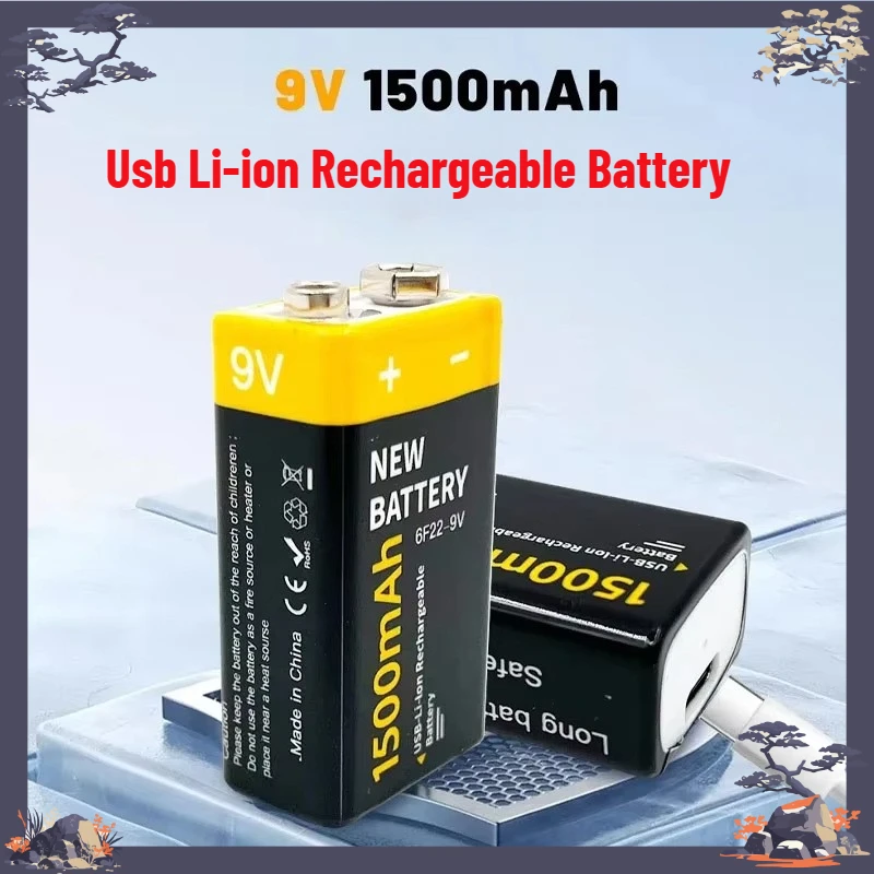 

9V 6F22 1500mAh Li-ion Battery USB Lithium Battery For Toys Remote Control Dropshipping High Capacity USB Battery