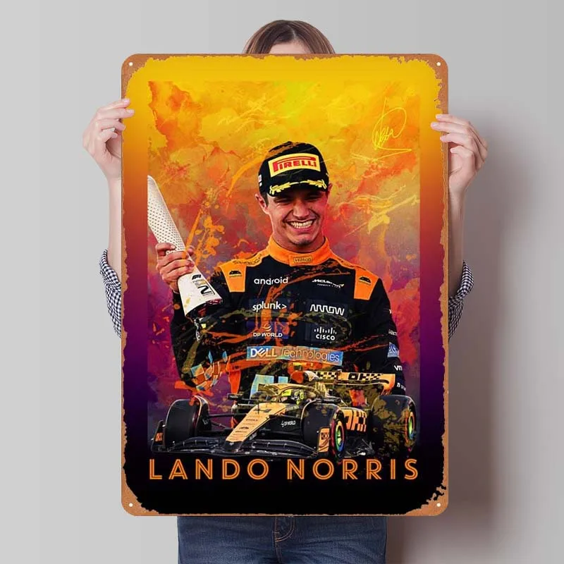 Lando Norris Sports Metal Poster Man Cave Vintage Metal Tin Sign Plaque for Wall Art Decoration Wall Decor Living Room Retro