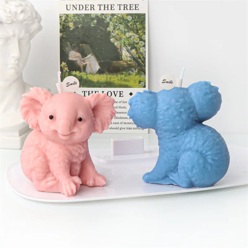 Cute Animal Koala Candle Silicone Mold DIY Abstract Animal Aromatherapy Candle Gypsum Mould Handmade Resin Soap Molds Decor Gift